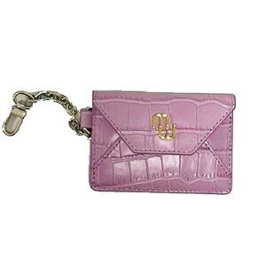 Maje Croc-Embossed Card Holder with Key Ring